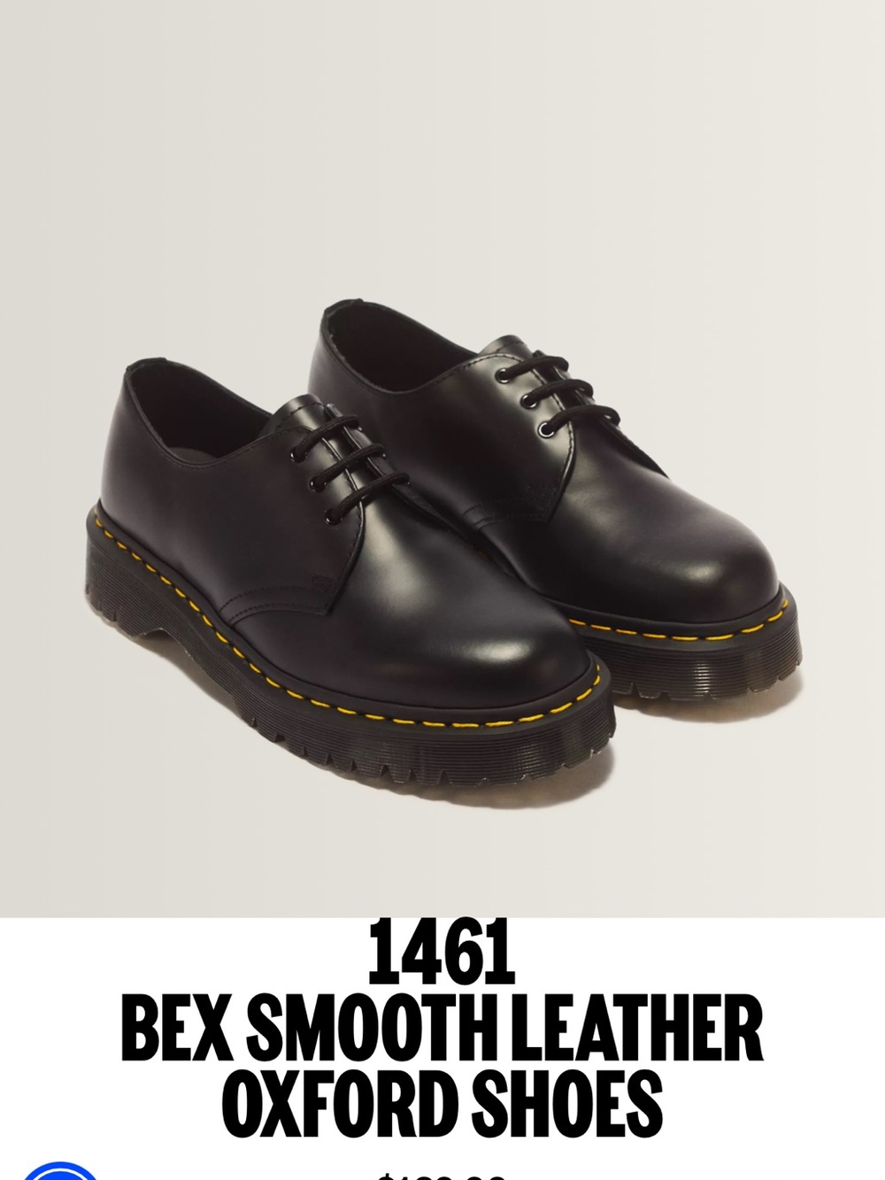 Dr. Martens Black Smooth Leather Derby with Yellow Stitching